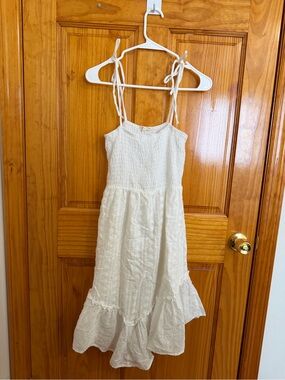 Girls White Eyelet Sundress with Tie Straps